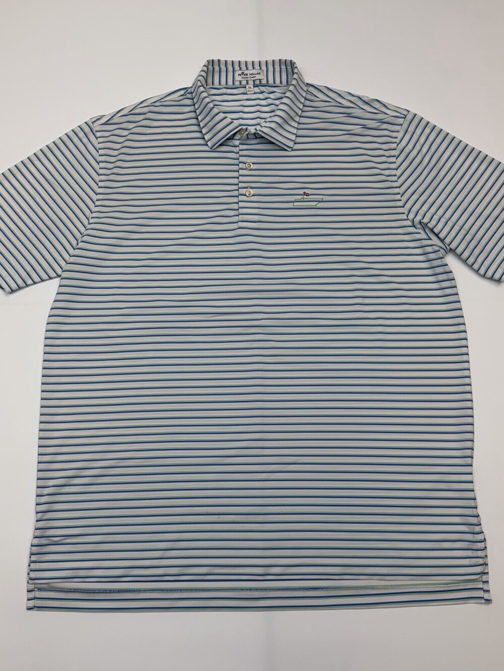 Peter Millar Summer Comfort Polo Mens XL Tennessee Golf Shirt Blue Green Stripe